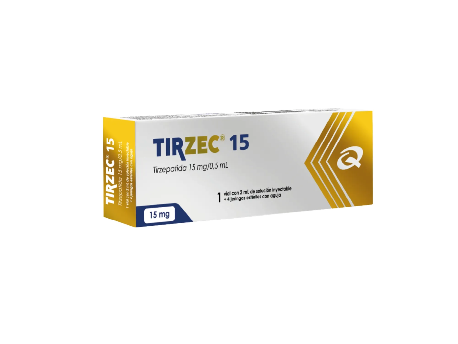 Caixa Tirzec 15 com frasco de 2 mL de tirzepatida e seringas estéreis